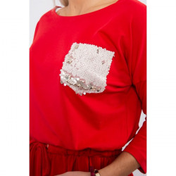 Dámske šaty zdobené flitrovým vreckom MI9004 červené Univerzálna Červená #3