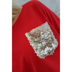 Dámske šaty zdobené flitrovým vreckom MI9004 červené Univerzálna Červená #5