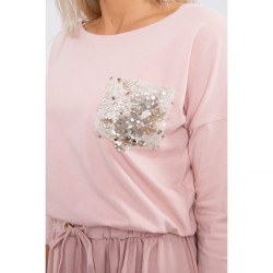 Dámske šaty zdobené flitrovým vreckom MI9004 pudrovo ružové Univerzálna Pudrová ružová #3
