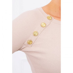 Dámske šaty zdobené gombíkmi MI5198 béžové Univerzálna Béžová #3