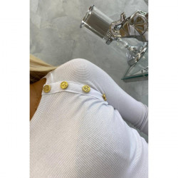 Dámske šaty zdobené gombíkmi MI5198 biele Univerzálna Biela #6