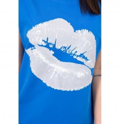 Dámske tričko s potlačou pier MI8985 azurovo modré Univerzálna Modrá #2