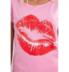 Dámske tričko s potlačou pier MI8985 svetloružové Univerzálna Ružová #2