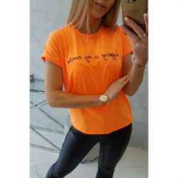 Dámske tričko SHOPPING IS MY CARDIO neónovo oranžové MI65297 Univerzálna Oranžová/neón #3