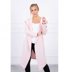Dámsky kardigán s kapucňou MI9077 svetlo pudrovo ružový Univerzálna Pudrová ružová