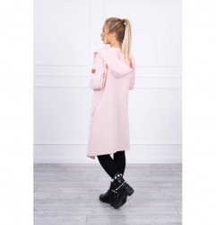 Dámsky kardigán s kapucňou MI9077 svetlo pudrovo ružový Univerzálna Pudrová ružová #1