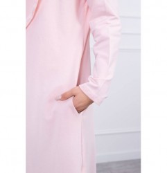 Dámsky kardigán s kapucňou MI9077 svetlo pudrovo ružový Univerzálna Pudrová ružová #3