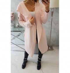 Dámsky kardigán s kapucňou MI9077 svetlo pudrovo ružový Univerzálna Pudrová ružová #6