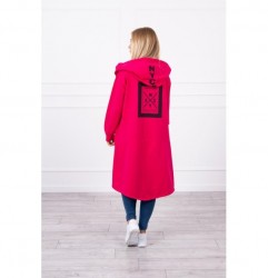 Dámsky kardigán s kapucňou oversize MI0044 fuchsia Univerzálna Fuchsia #1