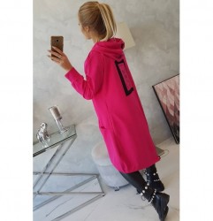 Dámsky kardigán s kapucňou oversize MI0044 fuchsia Univerzálna Fuchsia #7