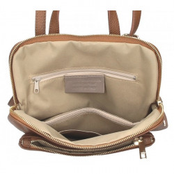 Dámsky kožený batoh MI899 béžový Made in Italy Béžová #1