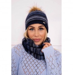 Dámsky set čiapka a nákrčník MIP104 tmavomodrý Univerzálna Modrá