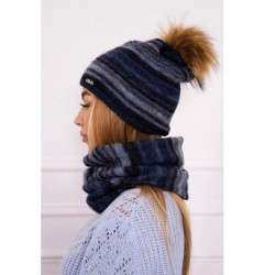Dámsky set čiapka a nákrčník MIP104 tmavomodrý Univerzálna Modrá #1