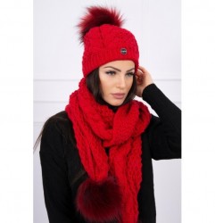 Dámsky set čiapka a šál K110 červený Univerzálna Červená