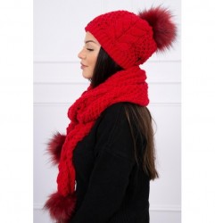 Dámsky set čiapka a šál K110 červený Univerzálna Červená #1