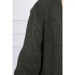 Dámsky sveter dlhý kardigán MI2019-2 tmavozelený, Zelená #3