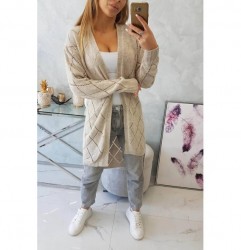 Dámsky sveter s geometrickým vzorom MI2020-4 béžový Univerzálna Béžová #4