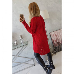 Dámsky sveter s geometrickým vzorom MI2020-4 červený Univerzálna Červená #5