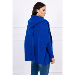 Dámsky sveter s kapucňou a rukávmi typ netopiera MI2019-16 azurovo modrý Univerzálna Modrá #1