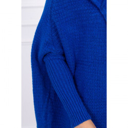 Dámsky sveter s kapucňou a rukávmi typ netopiera MI2019-16 azurovo modrý Univerzálna Modrá #2