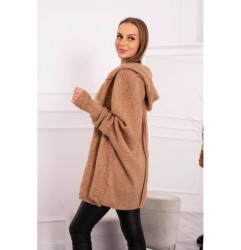 Dámsky sveter s kapucňou a rukávmi typ netopiera MI2019-16 camel Univerzálna Kamel #1