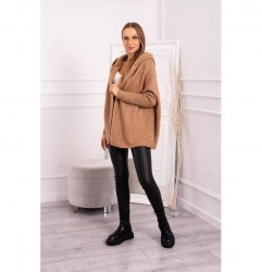 Dámsky sveter s kapucňou a rukávmi typ netopiera MI2019-16 camel Univerzálna Kamel #2