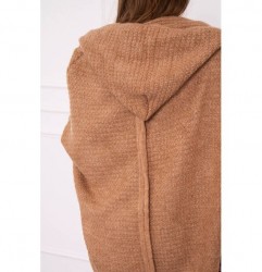Dámsky sveter s kapucňou a rukávmi typ netopiera MI2019-16 camel Univerzálna Kamel #3