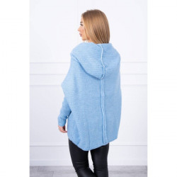 Dámsky sveter s kapucňou a rukávmi typ netopiera MI2019-16 nebesky modrý Univerzálna Nebesky modrá #1
