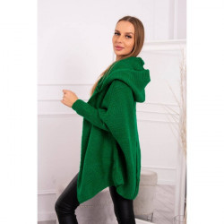 Dámsky sveter s kapucňou a rukávmi typ netopiera MI2019-16 zelený Univerzálna Zelená #1