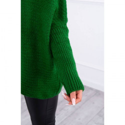 Dámsky sveter s kapucňou a rukávmi typ netopiera MI2019-16 zelený Univerzálna Zelená #4