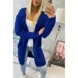 Dámsky sveter s kapucňou a vreckami MI2019-24 azurovo modrý Univerzálna Modrá #4
