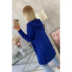 Dámsky sveter s kapucňou a vreckami MI2019-24 azurovo modrý Univerzálna Modrá #6
