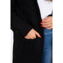 Dámsky sveter s kapucňou a vreckami MI2019-24 čierny, Čierna #3