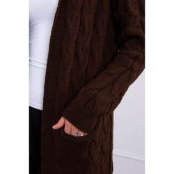 Dámsky sveter s kapucňou a vreckami MI2019-24 hnedý Univerzálna Hnedá #3