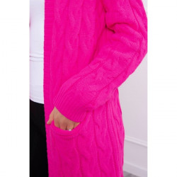 Dámsky sveter s kapucňou a vreckami MI2019-24 neónovo ružový Univerzálna Ružová/neón #3