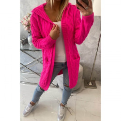 Dámsky sveter s kapucňou a vreckami MI2019-24 neónovo ružový Univerzálna Ružová/neón #6