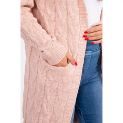 Dámsky sveter s kapucňou a vreckami MI2019-24 pudrovo ružový, Pudrová ružová #3