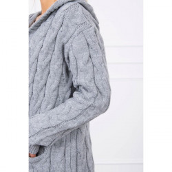 Dámsky sveter s kapucňou a vreckami MI2019-24 šedý, Šedá #3