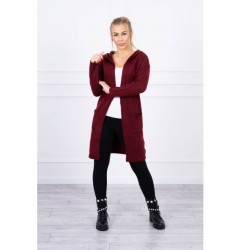 Dámsky sveter s kapucňou MI2020-10 bordový Univerzálna Bordová #1