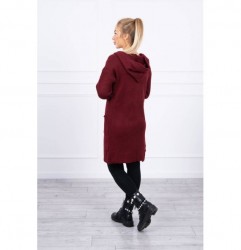 Dámsky sveter s kapucňou MI2020-10 bordový Univerzálna Bordová #2