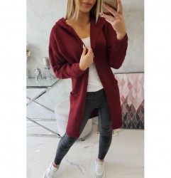 Dámsky sveter s kapucňou MI2020-10 bordový Univerzálna Bordová #4