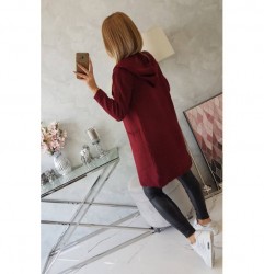 Dámsky sveter s kapucňou MI2020-10 bordový Univerzálna Bordová #5