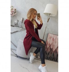 Dámsky sveter s kapucňou MI2020-10 bordový Univerzálna Bordová #6