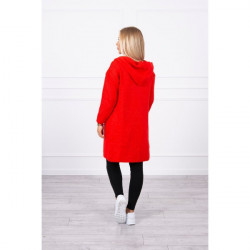 Dámsky sveter s kapucňou MI2020-10 červený Univerzálna Červená #2