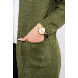 Dámsky sveter s kapucňou MI2020-10 khaki Univerzálna Zelená #3