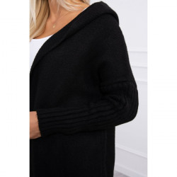 Dámsky sveter s kapucňou MI2020-14 čierny Univerzálna Čierna #3