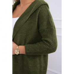 Dámsky sveter s kapucňou MI2020-14 tmavozelený Univerzálna Zelená #3