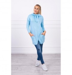 Dámsky sveter s prekladanou prednou časťou MI2019-6 modrý Univerzálna Modrá #2