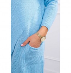 Dámsky sveter s prekladanou prednou časťou MI2019-6 modrý Univerzálna Modrá #3