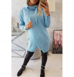 Dámsky sveter s prekladanou prednou časťou MI2019-6 modrý Univerzálna Modrá #4